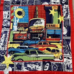Otto Kern Designer Red Large Silk Scarf | Retro Pop Art Print Broadway Art